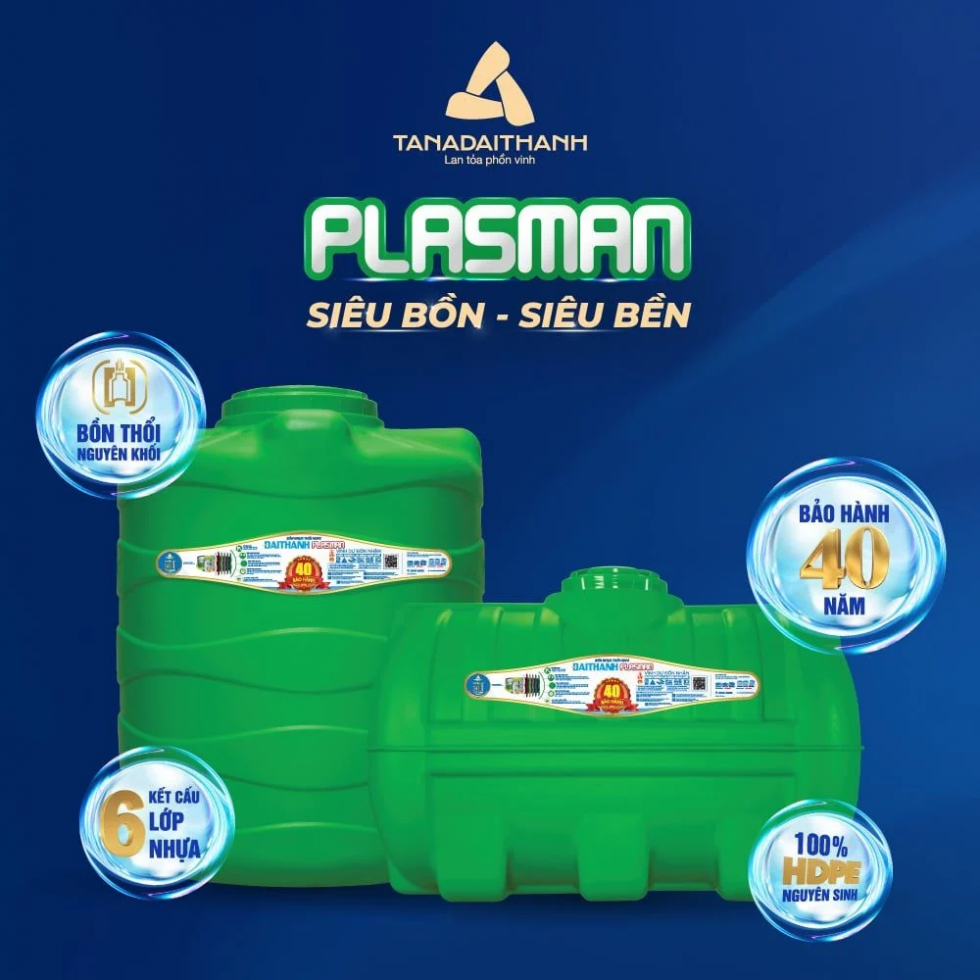 Bồn Nhựa Đại Thành Plasman 2.000L Đứng